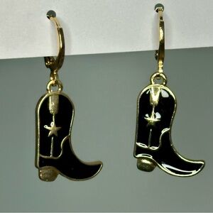Gold and Black Nashville Cowboy Boot Earrings  – BUY 5+ & GET 40% OFF